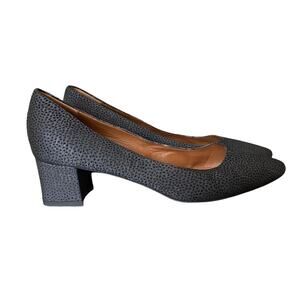 Aquatalia Pasha Waterproof Textured Black Block Heels sir 8.5